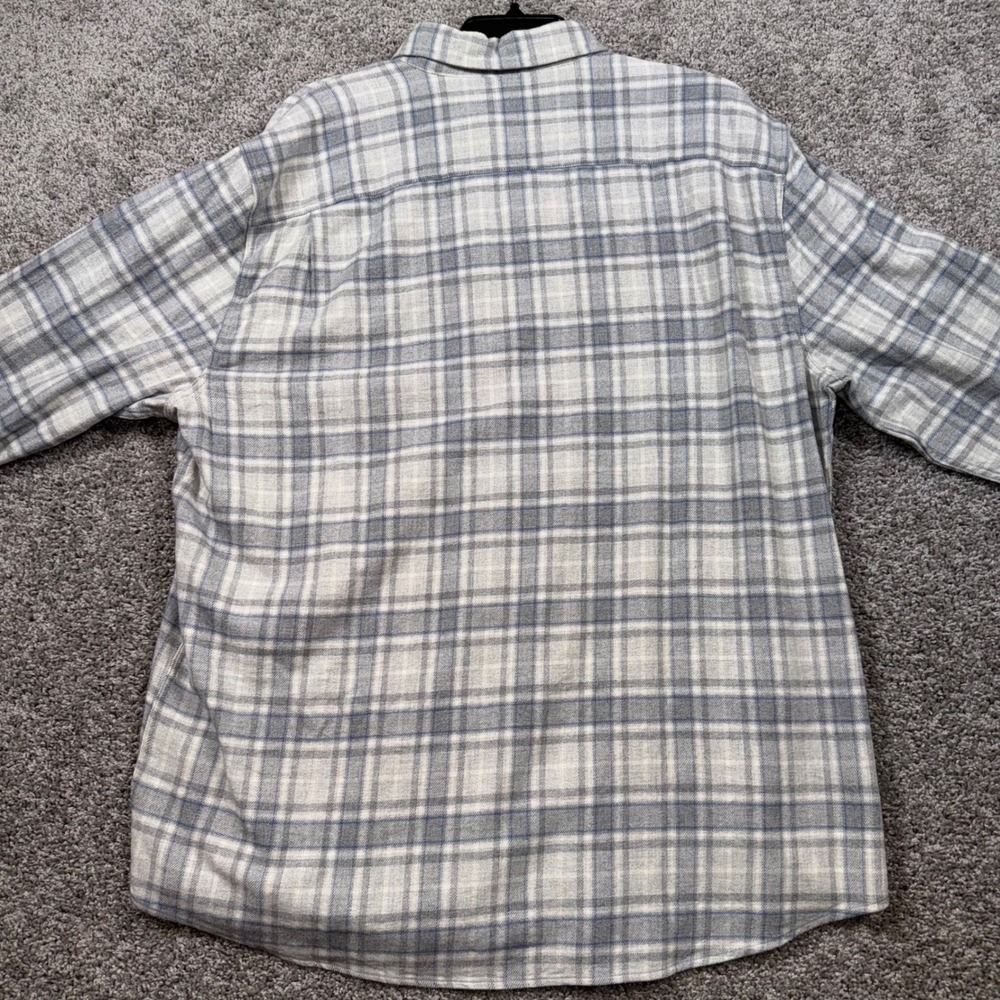 Faherty Movement Button Up Flannel Men Stretch Plaid Grey White XXL NEW - Picture 5 of 7